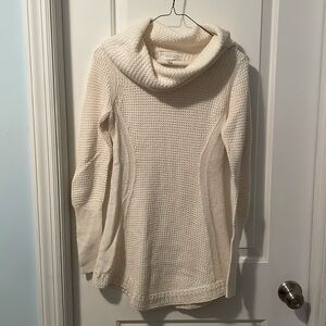 Angel of the North Anthropology white knit turtleneck mini dress XS